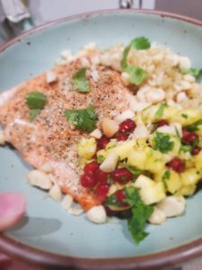 Salmon with pineapple salsa