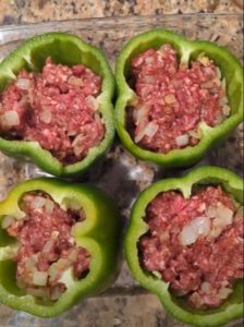 Stuffed bell peppers ready for the oven